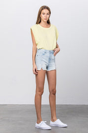 HIGH RISE PREMIUM SHORTS WITH FRONT ZIPPER | Denim Shorts Daverri Fashions