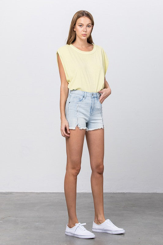 HIGH RISE PREMIUM SHORTS WITH FRONT ZIPPER Denim Shorts
