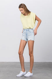 HIGH RISE PREMIUM SHORTS WITH FRONT ZIPPER | Denim Shorts Daverri Fashions