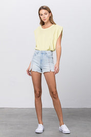 LIGHT HIGH RISE PREMIUM SHORTS WITH FRONT ZIPPER | Denim Shorts Daverri Fashions