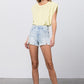 HIGH RISE PREMIUM SHORTS WITH FRONT ZIPPER LIGHT Denim Shorts