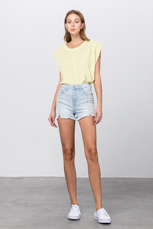 HIGH RISE PREMIUM SHORTS WITH FRONT ZIPPER Denim Shorts