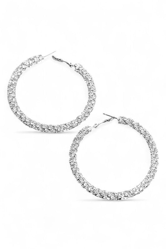 60MM Iconic Rhinestone Hoops | Earrings Daverri Fashions