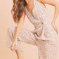 Aemi + Co Ditsy Floral Surplice Sleeveless Wide Leg Jumpsuit White M Jumpsuits