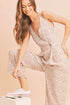 Aemi + Co Ditsy Floral Surplice Sleeveless Wide Leg Jumpsuit White M Jumpsuits