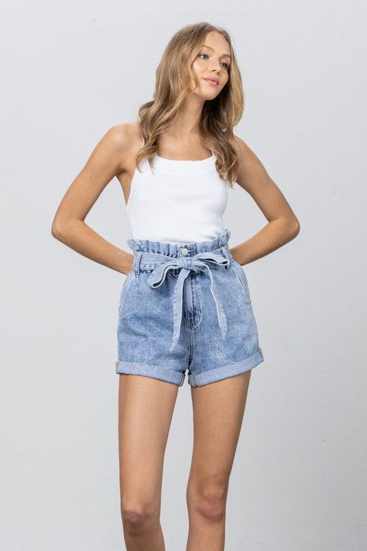 HIGH WAISTED PAPER BAG SHORTS Shorts