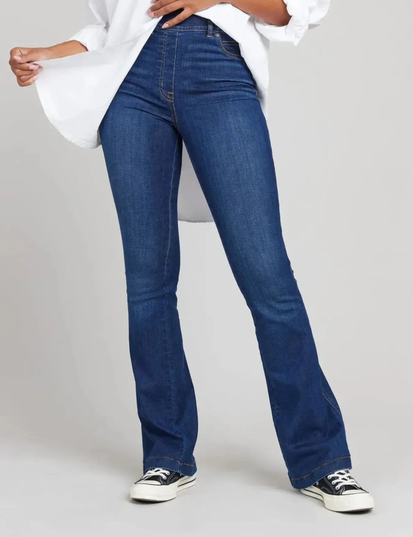 Dark Blue Full Size High-Waisted Flare Jeans Plus Size | Jeans Daverri Fashions