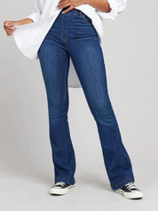 Dark Blue Full Size High-Waisted Flare Jeans Plus Size | Jeans Daverri Fashions