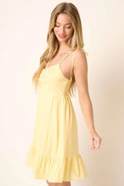 Mittoshop Ruched Detail Spaghetti Tie Mini Dress | Mini Dresses Daverri Fashions