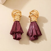 Golden Wire Wrapped Tassel Drop Earrings | Earrings Daverri Fashions