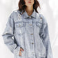 Distressed White Denim Jacket - DAVERRI FASHIONS