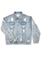 Distressed White Denim Jacket | Denim Jackets Daverri Fashions