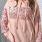 Floral Print Drawstring Long Sleeve Hoodie - DAVERRI FASHIONS