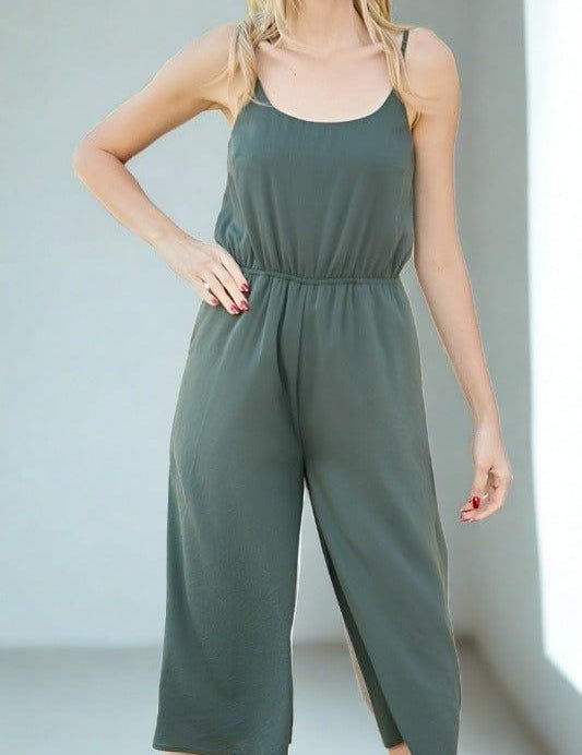 Cutout Bow Detail Jumpsuit Olive Jumpsuits