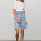 Self Belted Bermuda Denim Shorts Shorts