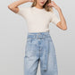 Self Belted Bermuda Denim Shorts Shorts