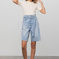 Self Belted Bermuda Denim Shorts Shorts