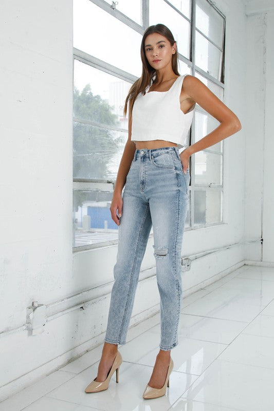 Insane Gene High Rise Girlfriend Jeans Light Wash LIGHT Jeans