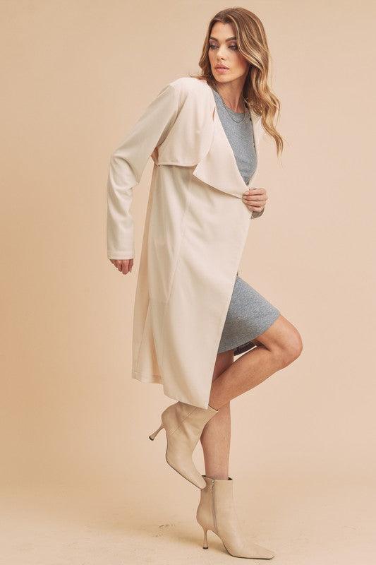Aemi + Co Open Front Long Sleeve Longline Coat Coats