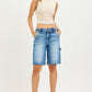 RISEN high-rise Bermuda shorts with frayed hem, cargo pockets, side tabs