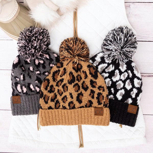 CC Leopard Pom Beanie | Daverri Fashions