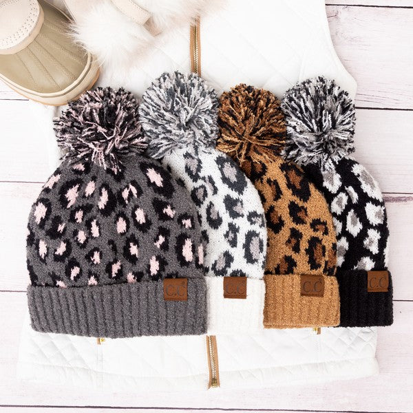 CC Leopard Pom Beanie | Daverri Fashions