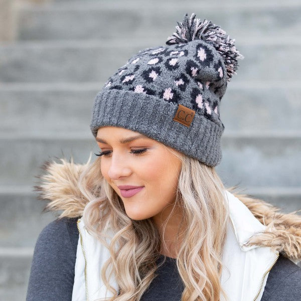 Lt. Mel Gray OneSize CC Leopard Pom Beanie | Daverri Fashions
