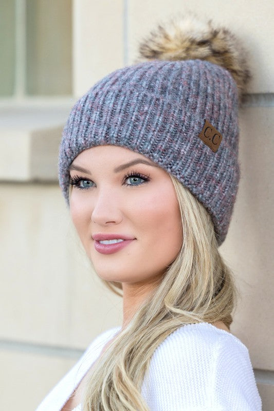 Dk Gray OneSize CC Cozy Marled Pom Beanie | Daverri Fashions