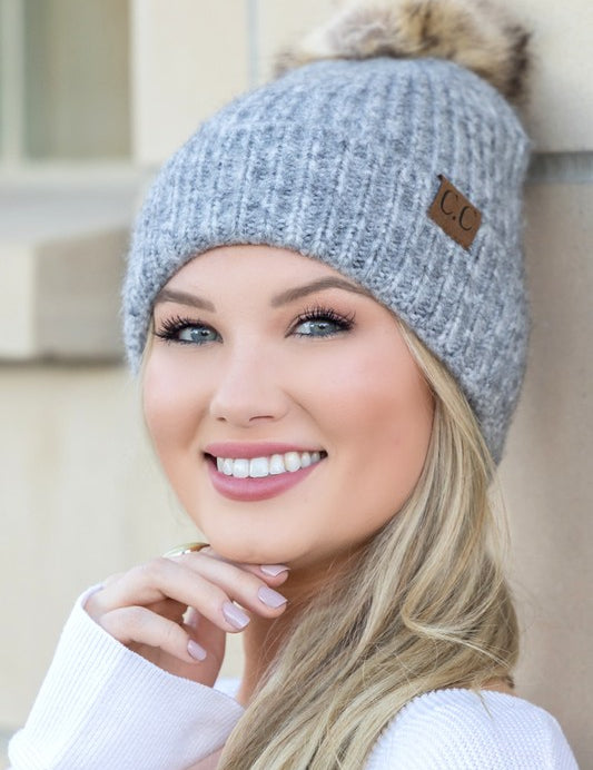 OneSize CC Cozy Marled Pom Beanie | Daverri Fashions