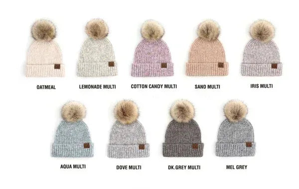 CC Cozy Marled Pom Beanie - DAVERRI FASHIONS