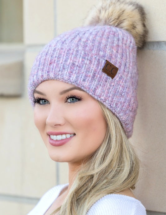 Cotton Candy OneSize CC Cozy Marled Pom Beanie | Daverri Fashions