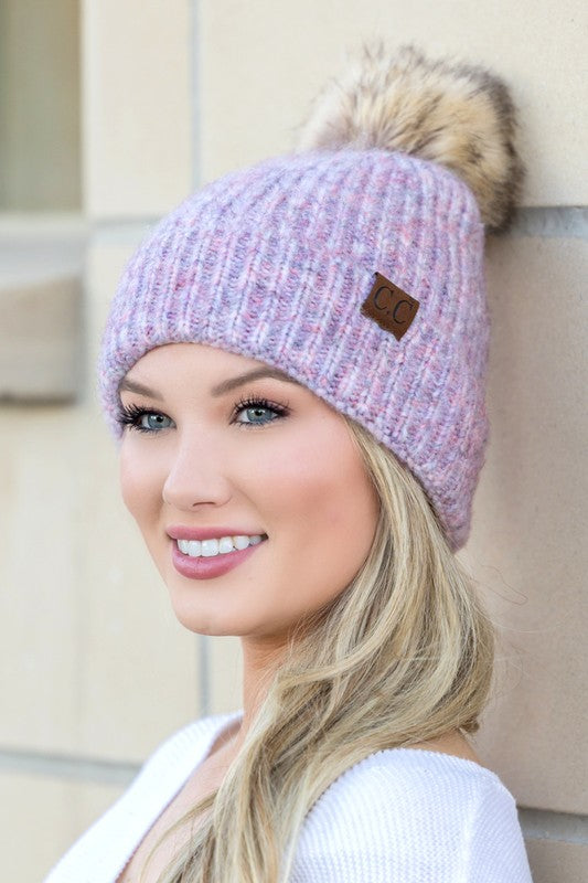 Cotton Candy OneSize CC Cozy Marled Pom Beanie | Daverri Fashions