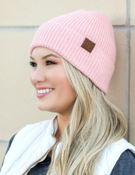 Rose Tan OneSize CC Fine Yarn Cuff Beanie | Daverri Fashions
