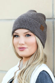 Earth Brown OneSize CC Fine Yarn Cuff Beanie | Daverri Fashions