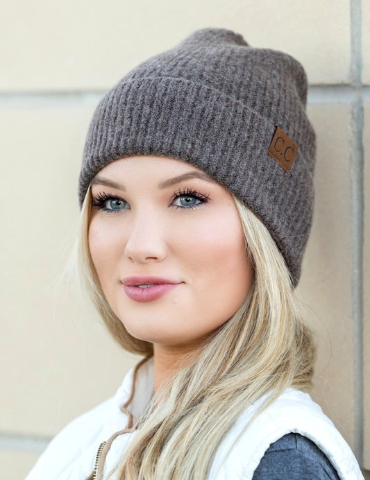 Earth Brown OneSize CC Fine Yarn Cuff Beanie | Daverri Fashions