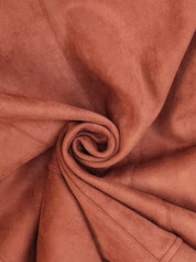 Rust-colored suede button-up lapel collar blazer with textured supple fabric