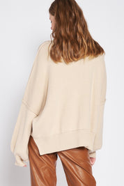 Oversized Long Sleeved Side Slit Sweater Tops