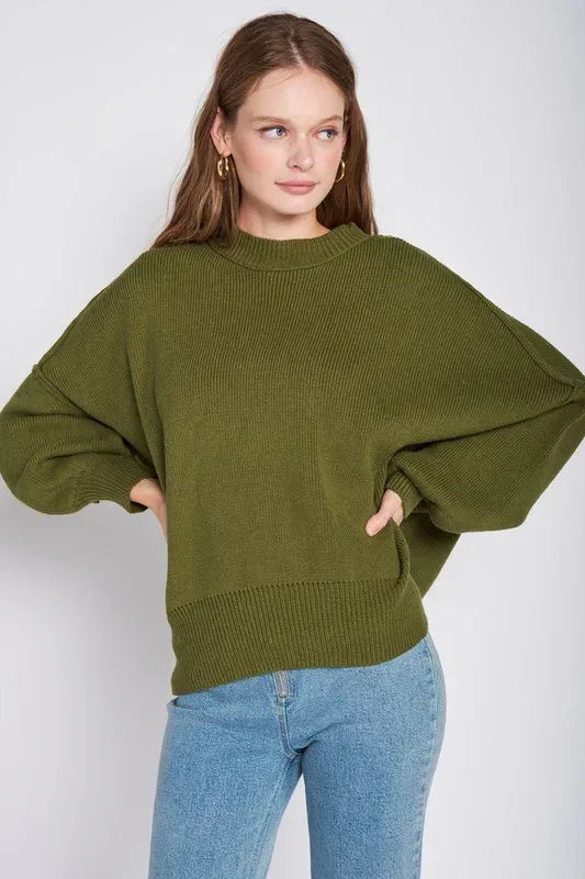 OVER FITTED LONG SLEEVE SWEATER TOP - DAVERRI FASHIONS