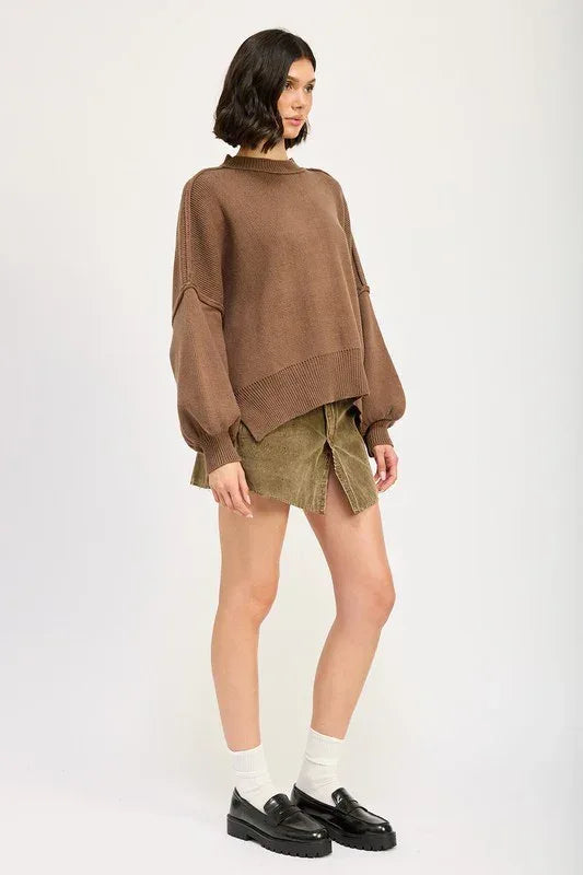 OVER FITTED LONG SLEEVE SWEATER TOP - DAVERRI FASHIONS