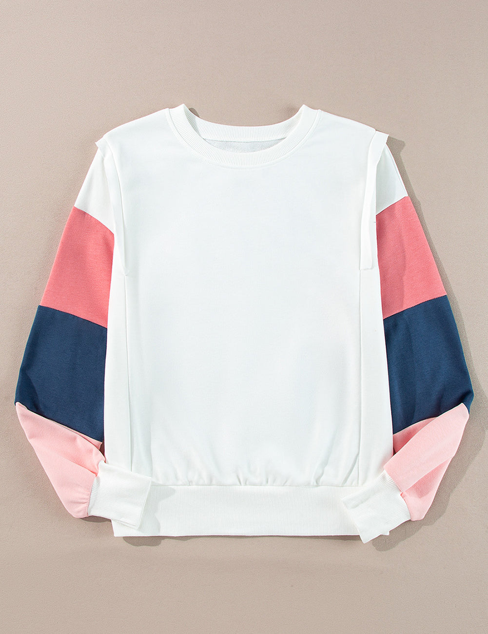 White French Terry Color Block Long Sleeve Top | Sweatshirts Daverri Fashions