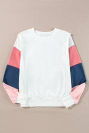 White French Terry Color Block Long Sleeve Top | Sweatshirts Daverri Fashions