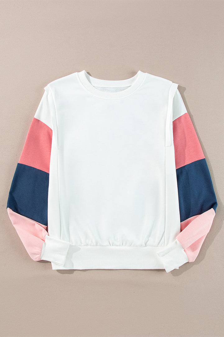 White French Terry Color Block Long Sleeve Top | Sweatshirts Daverri Fashions