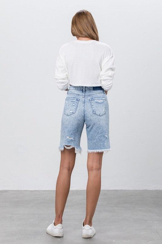 Distressed Denim Bermuda Shorts Denim Shorts