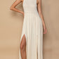 POL Sleeveless Back Zipper Front Slit Maxi Dress Cream M