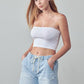 High Rise Drawstring Denim Shorts Shorts