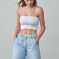 High Rise Drawstring Denim Shorts Shorts