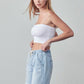 High Rise Drawstring Denim Shorts Shorts