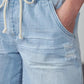 High Rise Drawstring Denim Shorts Shorts