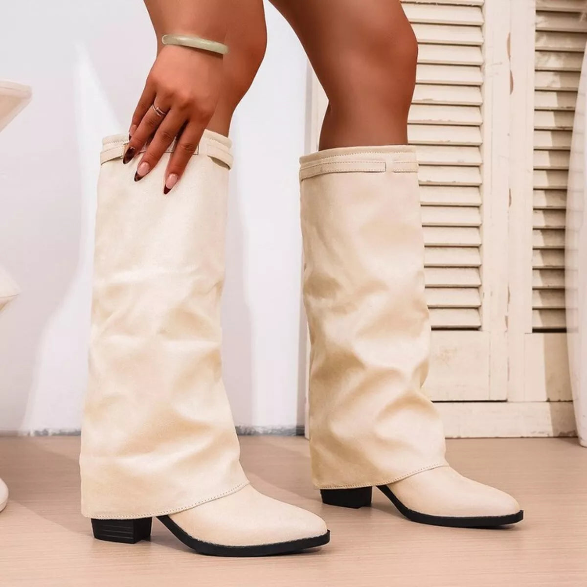 Point Toe Block Heels Boots | Boots Daverri Fashions
