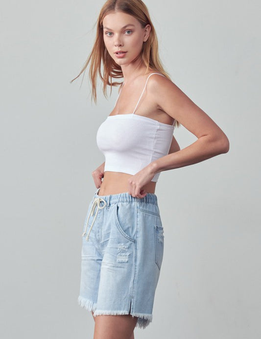 MID-RISE SLOUCH SHORTS | Denim Shorts Daverri Fashions